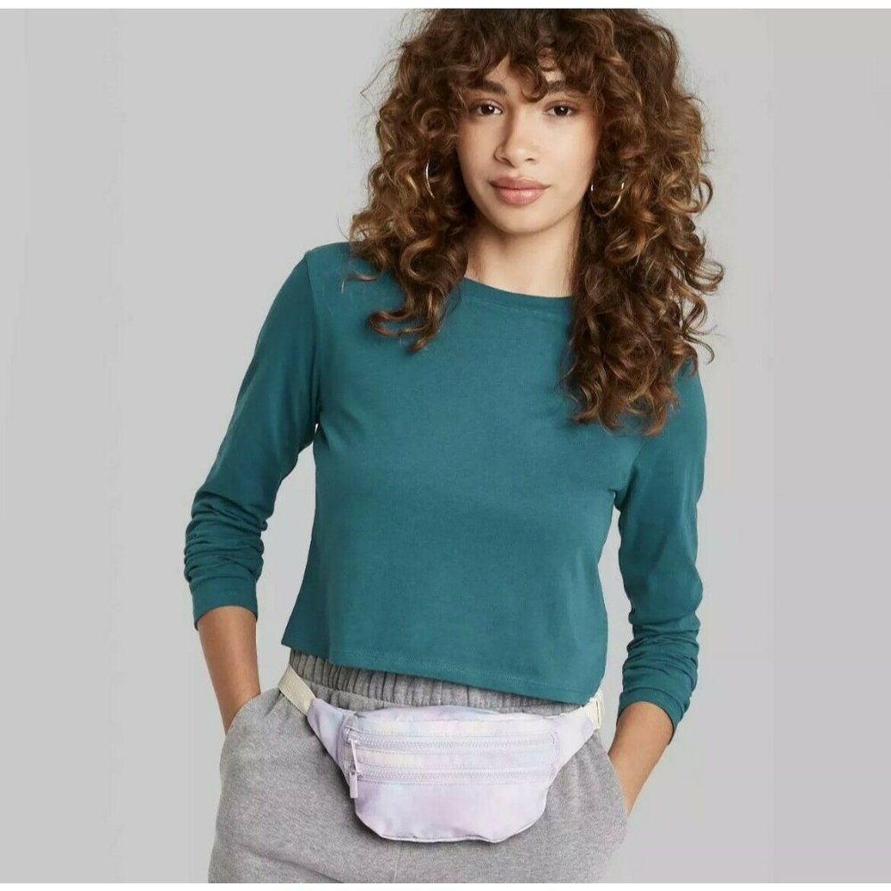 Women’s Long Sleeve T-Shirt Top Botanical Blue #2140